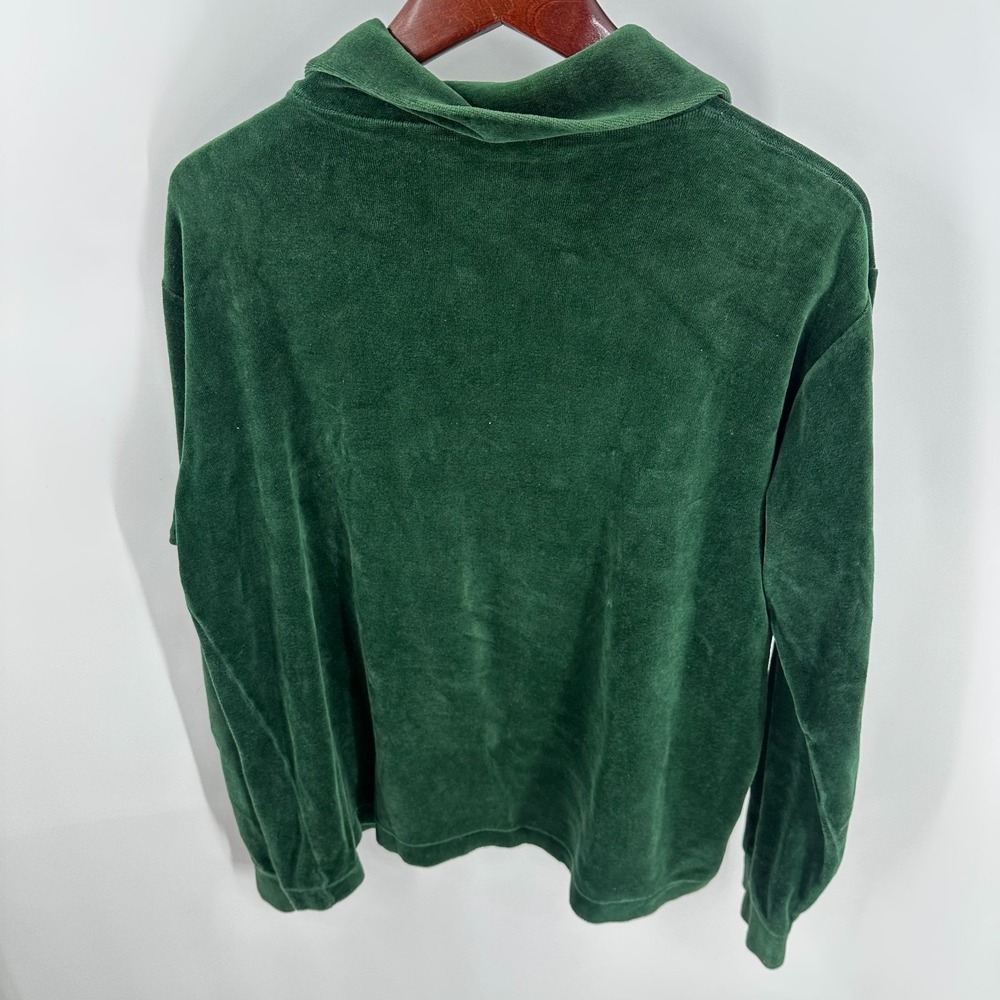 Vintage Y2K Towncraft JC‎ Penny Quarter Zip Velour Pullover Sweatshirt Green M - Picture 8 of 8